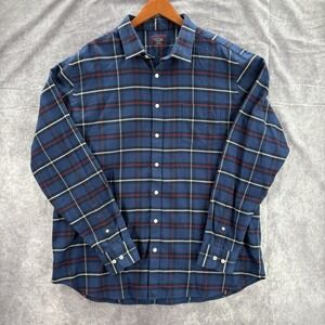 Untuckit Shirt Mens 3XL Tall Blue Plaid Long Sleeve Flannel Button Down